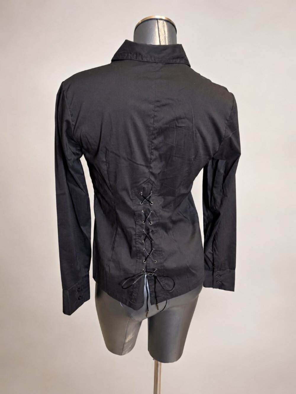 Gucci Black Button Front Lace-Up Back Blouse Shirt Size L - Picture 6 of 13